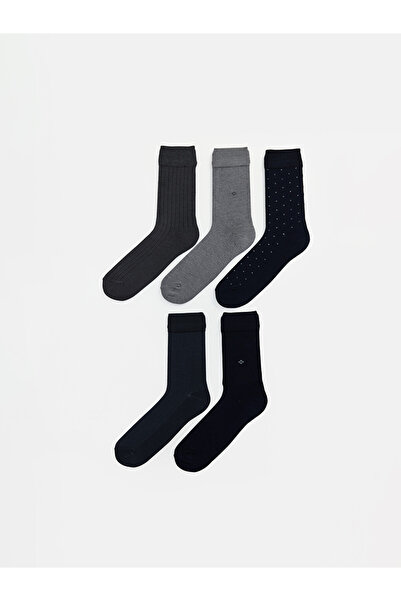 LC Waikiki Rmz Gi̇yi̇m Farkiyla Embroidered Men's Socks 5-Pack