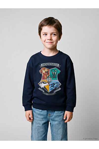 LC Waikiki Two Mt Shop Quality Lcw Kids Navy Blue Printed Boys' Sweatshirt