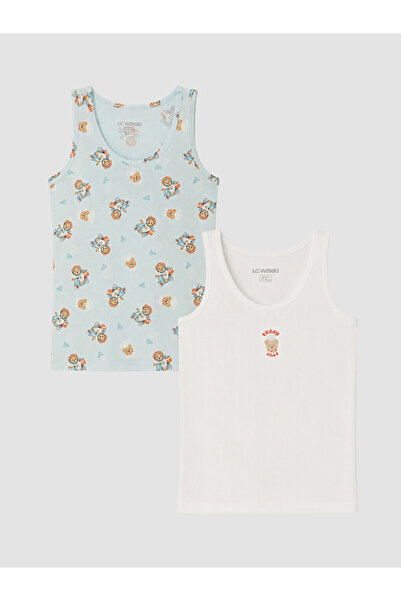LC Waikiki Rmz Gi̇yi̇m Farkiyla Zero Roba Collar Boys' Undershirt 2-Pack