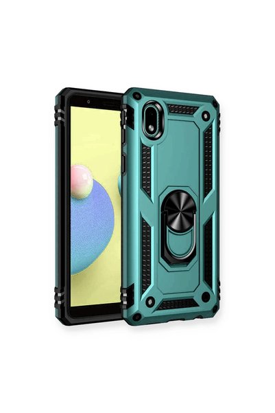 FMA Samsung Galaxy A01 Core Case Sofia Silicone Cover with Ring - Green