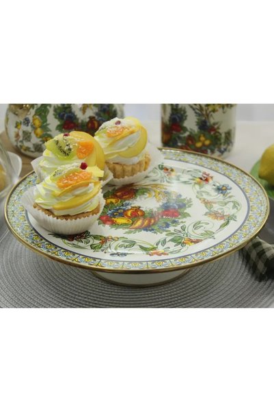 EBRULİEMAYE Vintage Emaye 30 cm kek pasta meyve standı