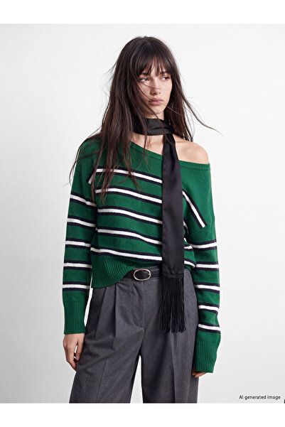 LC Waikiki I Wide Roba Collar Striped Women's Knitwear Sweater from Freezen S...