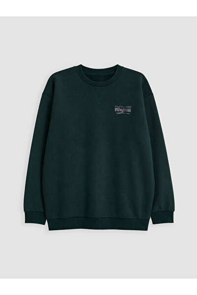 LC Waikiki Two Mt Shop Quality Lcw Kids Green Oval Collar Boys' Sweatshirt