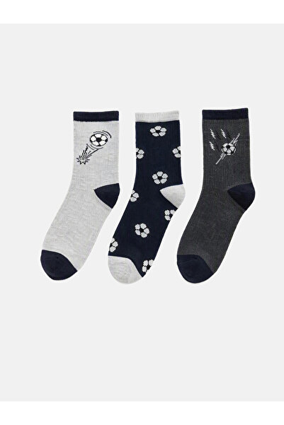 LC Waikiki Rmz Gi̇yi̇m Farkiyla Embroidered Boys' 3-Piece Socks