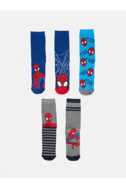 LC Waikiki Rmz Gi̇yi̇m Farkiyla Spider-Man Embroidered Boys' Socks 5-Piece Set