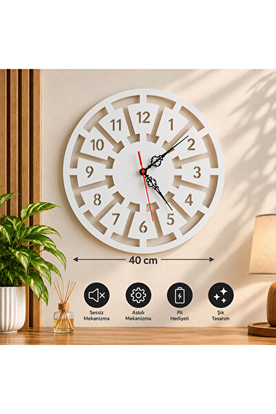 Genel Markalar Ezolife Clock Four Large 40 cm Dekoratif Duvar Saati