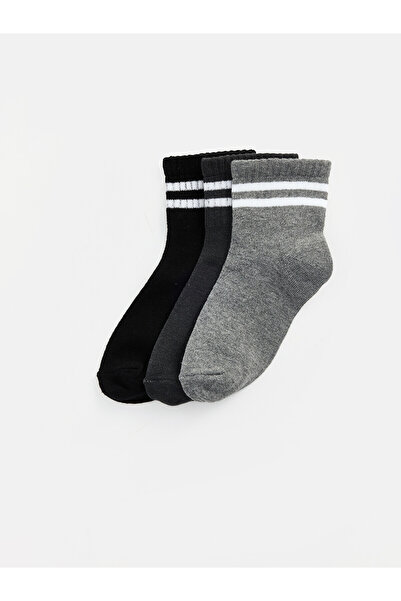 LC Waikiki Two Mt Shop Quality Black Striped 3-Pack Boys' Socks