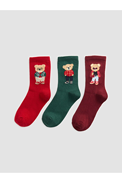 LC Waikiki I Cute Teddy Bear Printed Women's Socks 3-Piece Set from Freezen S...
