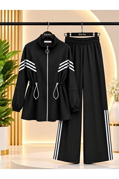 butik hira طقم بدلة رياضية نسائية بتفاصيل مخططة