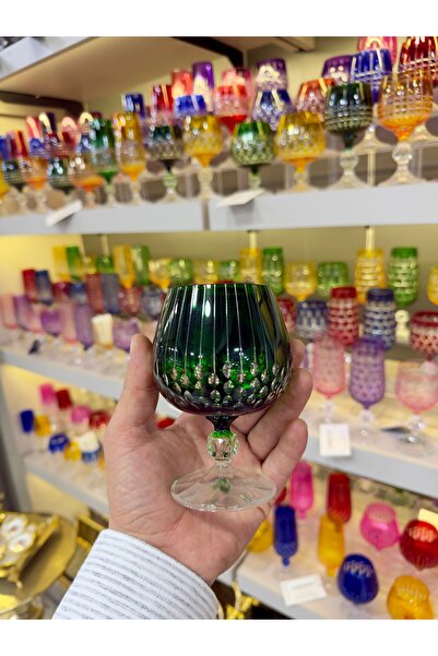 Vakıf home Bohemia Kristal Renkli El İşi Ayaklı Kahve Yanı Su Bardağı 250 ml ...