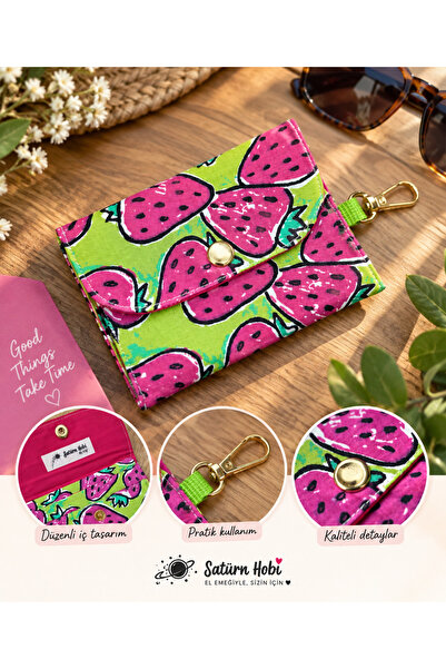 satürn hobi örgü tasarım Handmade Patterned Fabric Wallet & Card Holder