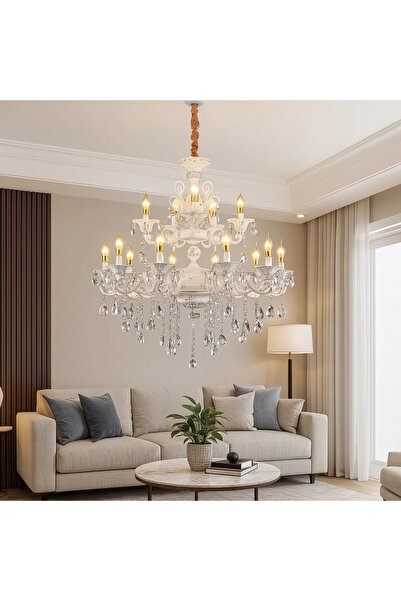 Magic Time Candelabru cu Cristale Design Clasic Argintiu pe Două Nivele Udraven