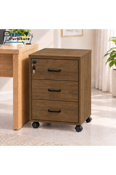 PixelsFurniture وحدة أدراج متحركة من بكسل الأثاث, بثلاثة أدراج وقفل مركزي