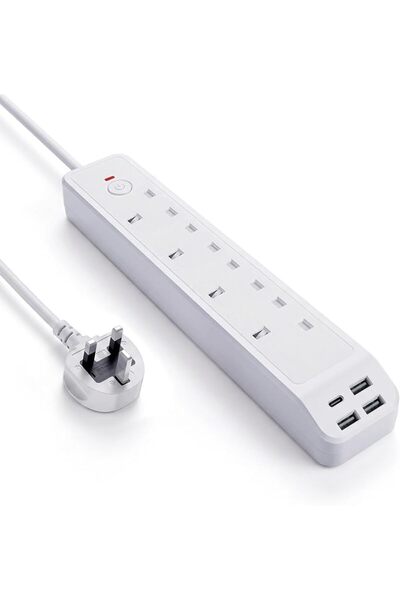 GENERAL حامي من التيار المفاجئ بأربعة منافذ - منفذ USB-C واحد + 3 منافذ USB-A...