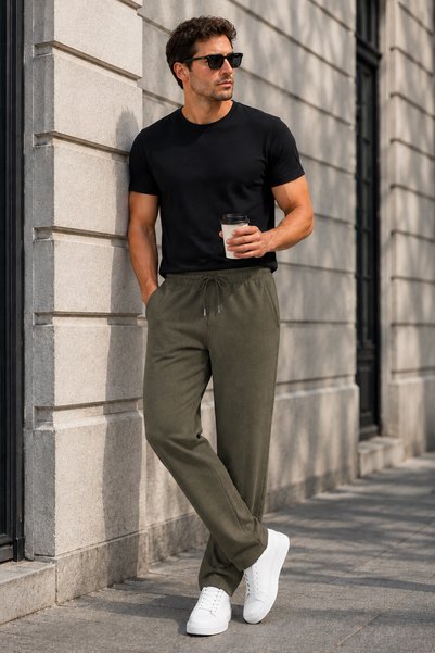 SAMDEX Erkek Baggy 3 Iplik Şardonlu Oversize Eşofman Altı Kışlık