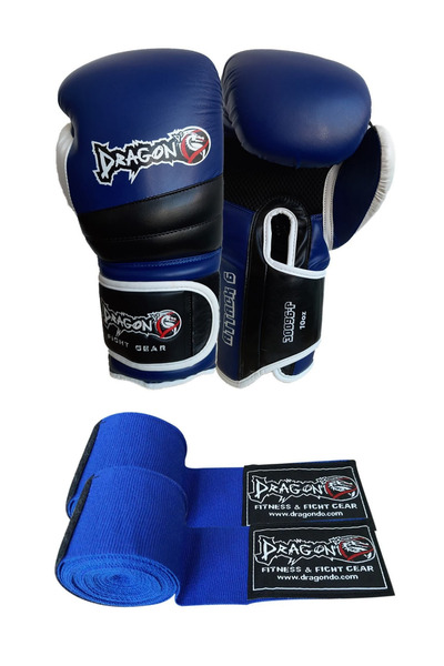 Dragondo Attack Boxing Gloves and Boxing Bandage Set of 2 Kick Boxing Muay Th...