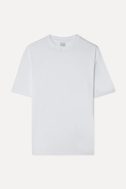 Mudo Men's White Crew Neck Oversize T-Shirt