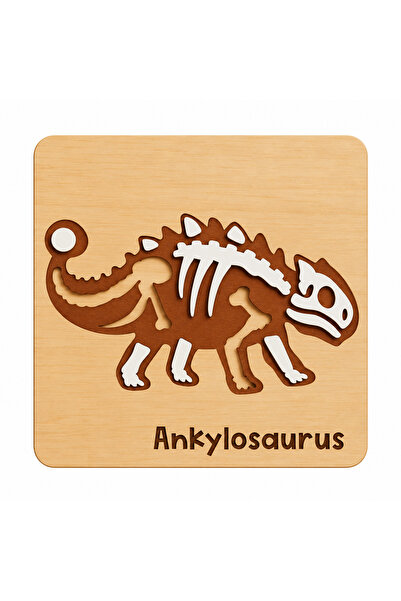 ROKH 🦖   25X25 cm Wooden Ankylosaurus Puzzle |   Children's Room Wall Decora...