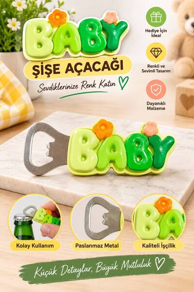 BRE HOME Baby Şişe Açacağı Renkli Buzdolabı Magneti – Dekoratif Metal Şişe Aç...