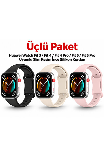 Dexmon Huawei Watch Fit 3/4/4 Pro/5/5 Pro Uyumlu Slim İnce Silikon 3'lü Paket...
