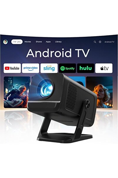 LynCast جهاز عرض صغير بدقة 1080P يدعم 4K مع نظام أندرويد 14، تطبيقات مدمجة، ت...