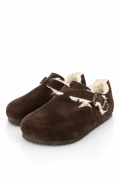 5in1Canpolat Brown Suede Sabo Shoes 24381