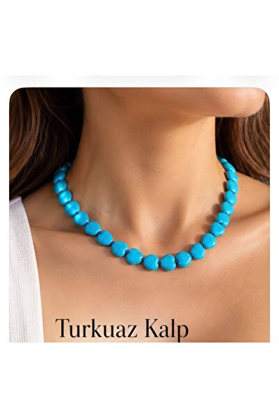 KARE ACCESORIES Turkuaz Taşı Kalp Form Kolye