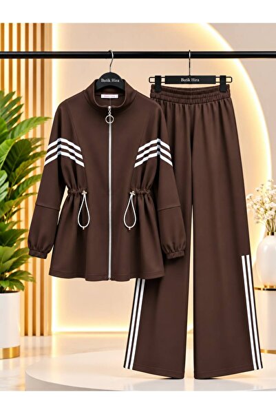 butik hira طقم بدلة رياضية نسائية بتفاصيل مخططة