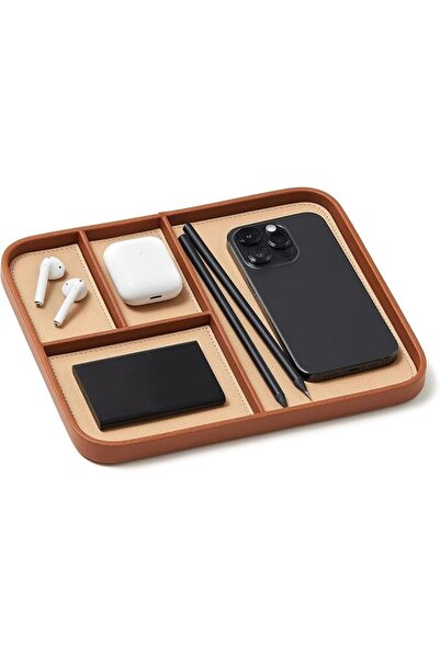 Bukela Vegan Leather Valet Tray Organizer, 5 Compartment Desk and Nightstand ...