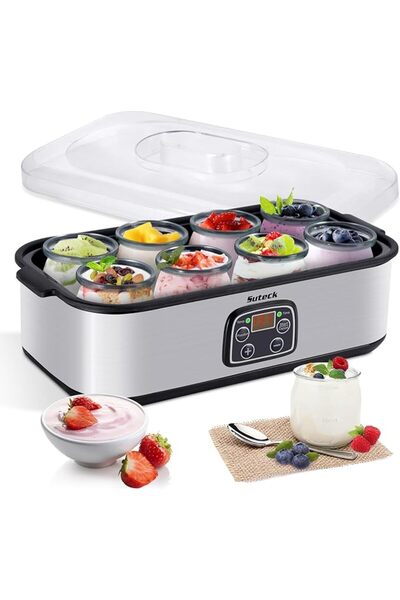 GENERAL Suteck - Yogurt Maker with 8 Glass Jars, Adjustable Time and Temperat...