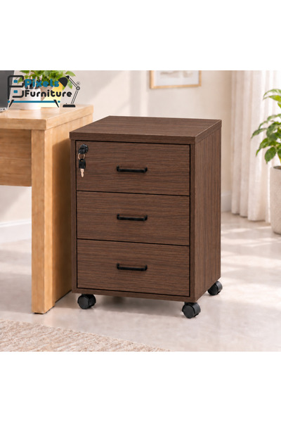 PixelsFurniture وحدة أدراج متحركة من بكسل الأثاث, بثلاثة أدراج وقفل مركزي
