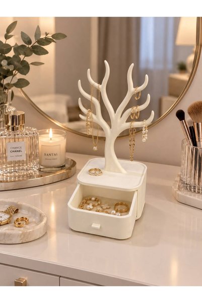 FEİN TASARIM 3D Decorative Jewelry Organizer with Drawers - Ring, Necklace, Earring Stand