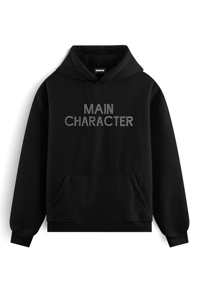 ROPE COUTURE Main Character Stone Printed Hooded Oversize Sweatshirt Hoodie B...