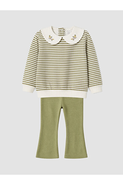 LC Waikiki Rmz Gi̇yi̇m Farkiyla Embroidered Striped Baby Girl Set