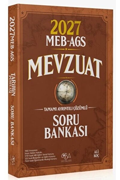 CBA Akademi CBA Yayınları 2027 MEB-AGS Mevzuat Soru Bankası Çözümlü - Ali Koç...