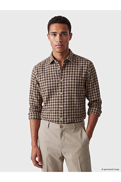LC Waikiki I Standart Fit Checked Embroidered Gabardine Men's Shirt from Free...