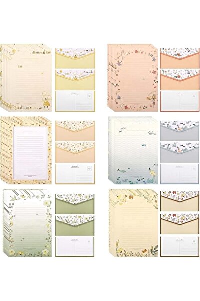 ALMEKAQUZ 54 PCS Stationery Paper and Envelopes Set, Floral Letter Writing Sh...