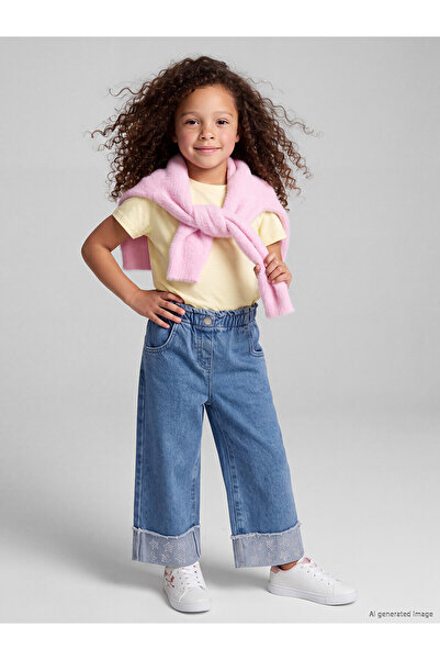 LC Waikiki Two Mt Shop Quality Lcw Kids Indigo Wideleg Girls' Jean Pants
