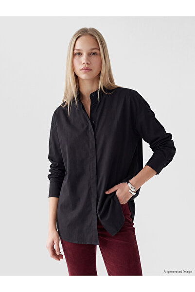 LC Waikiki Rmz Gi̇yi̇m Farkiyla Stand Collar Loose Fit Women's Shirt