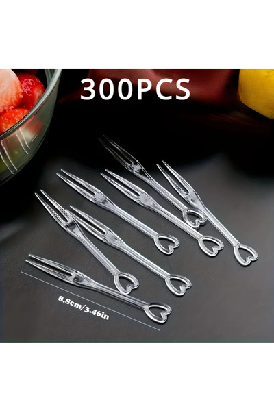 Choice Transparent-300pcs 100/300pcs Elegant Heart-Shaped Disposable Forks fo...