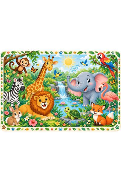 Gökhan gvn Safari Animals Themed Disposable Paper American Placemat – Kids Pa...
