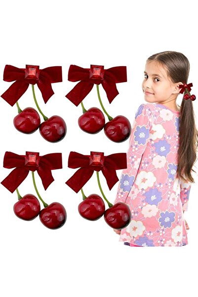 ASKIND 4 Pcs Red Cherry Hair Claw Clip, Cute Hairpin Realistic Cherry Hair Cl...