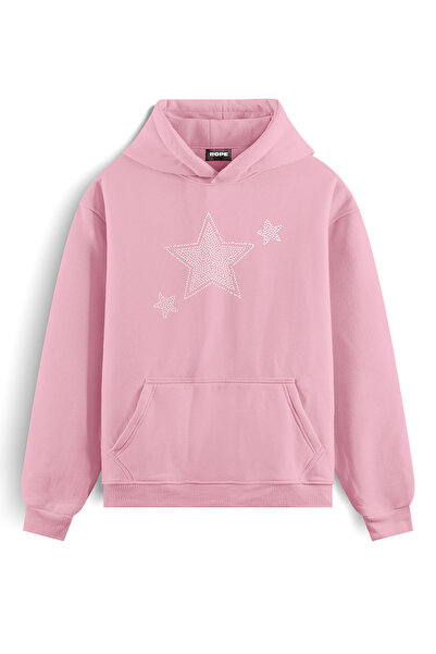 ROPE COUTURE Φούτερ με κουκούλα με στάμπα Star Stone, Oversize, Ροζ