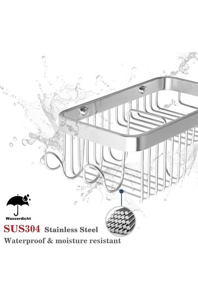 Generic Brand Etajeră de colț pentru duș, inox 304, 15 kg, 8,2 x 21 x 12 cm, finisaj satinat, argintiu