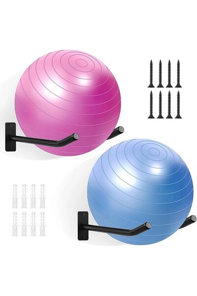 GENERAL Medicine Ball Rack, 2 Pairs Yoga Ball Racks, Exercise Ball Wall Holde...