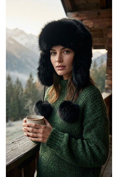 emybox Rus Şapkası Kadın Ushanka Kürk Kalpak - Soğuk Geçirmez Kulaklı Ponponl...
