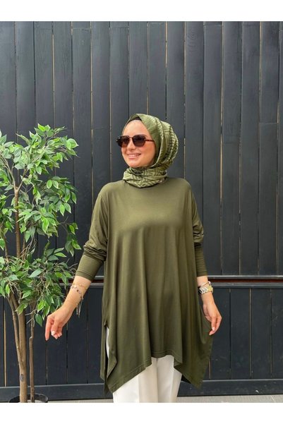 MERVIS BUTIK PAMUKLU ESNEK PENYE YAN YIRTMAÇLI TUNİK