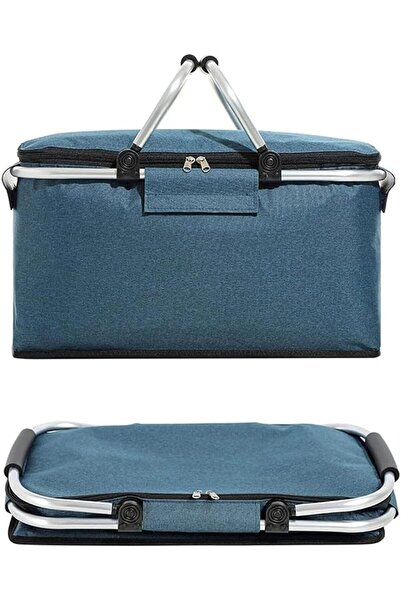 ALMEKAQUZ Insulated Picnic Basket, Foldable Picnic Bag Grocery Basket, Portab...