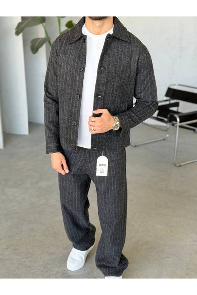 Gambocci Men's Striped Buttoned Jacket