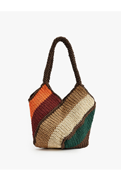 Koton Multicolored Knitted Straw Shoulder Bag - X Melis Ağazat
